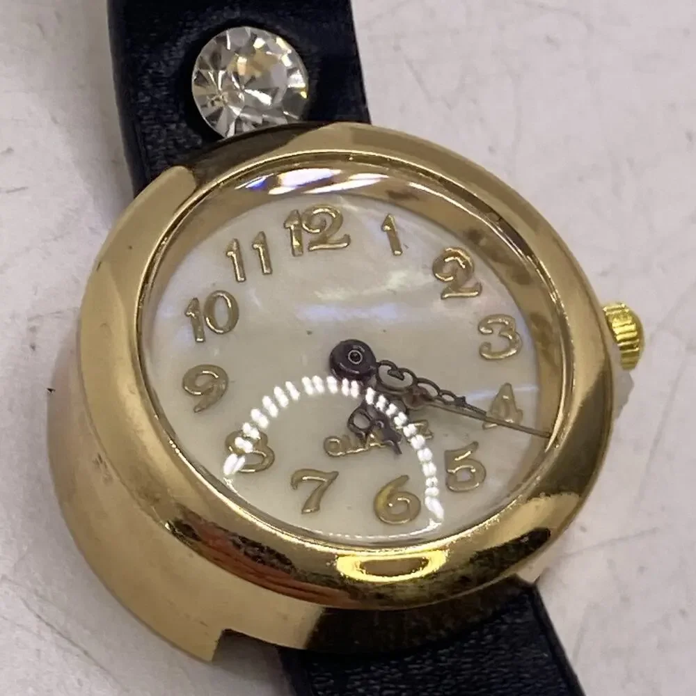 Womens Gold Tone Butterfly Leather Wrap Wrist Watch New Battery